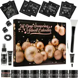 Amazon Beauty adventskalender 2024 make-up set Verwennerij huidverzorging aftelkalender (zwart/goud) aanbieding