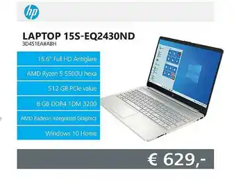 Informatique HP Laptop 15S-EQ2430ND 3D4S1EA#ABH Laptop aanbieding