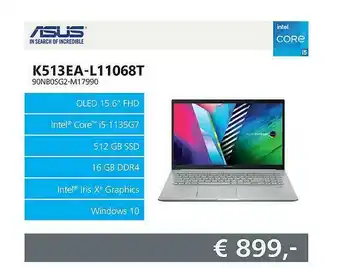 Informatique Asus K513EA-L11068T 90NB0SG2-M17990 Laptop aanbieding