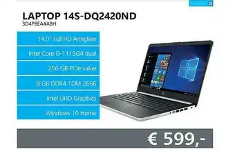 Informatique HP Laptop 14S-DQ2420ND 3D4P8EA#ABH aanbieding