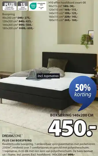 Jysk Dreamzone plus C60 boxspring aanbieding