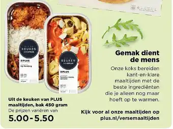 PLUS Uit De Keuken Van Plus Maaltijden Bak 450 Gram aanbieding