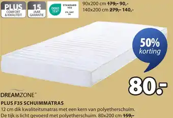 Jysk Dreamzone plus F35 schuimmatras aanbieding