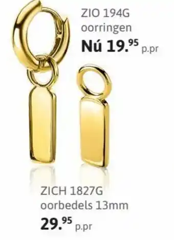 Zinzi ZIO 194G oorringen, 1827G oorbedels 13mm aanbieding