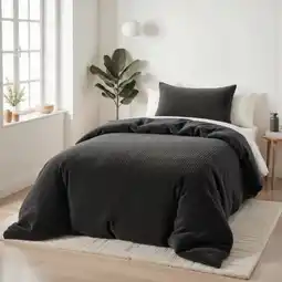 Action Teddy fleece dekbedovertrek met reliëf - antraciet aanbieding