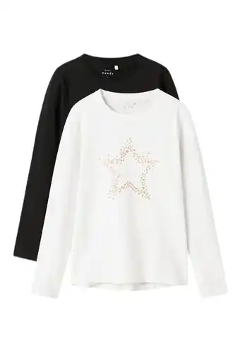 Wehkamp NAME IT KIDS longsleeve NKFVIPARTY - set van 2 zwart/wit aanbieding