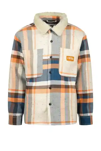 Wehkamp Vingino geruit overshirt Lee donkerblauw/beige/oranje aanbieding