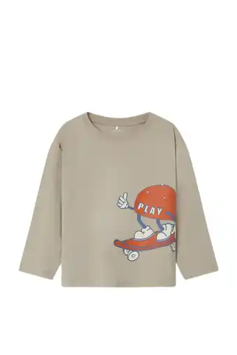 Wehkamp NAME IT MINI longsleeve NMMOTIS met backprint beige aanbieding