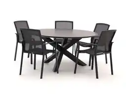 Kees Smit Bellagio Dranera/Ferrone ø150cm dining tuinset 6-delig stapelbaar aanbieding