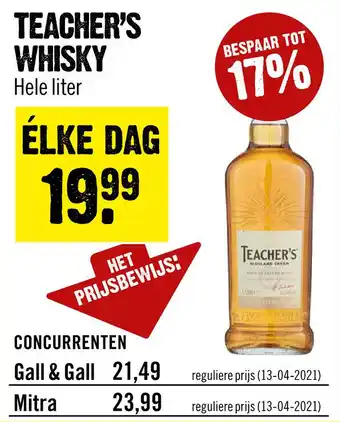 Dirck 3 Teacher's whisky aanbieding