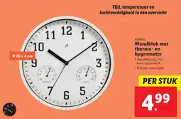 Lidl Wandklok met thermo- en hygrometer aanbieding