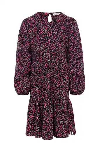 Wehkamp LOOXS little gebloemde jurk zwart/fuchsia aanbieding