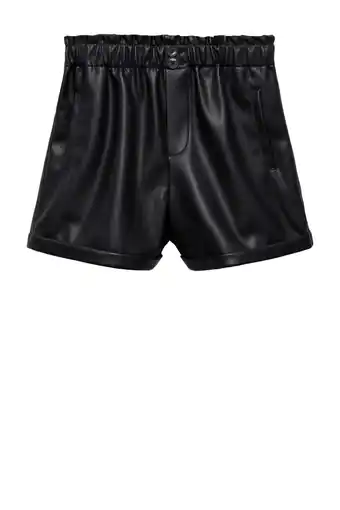 Wehkamp Mango Kids imitatieleren paperbag short zwart aanbieding