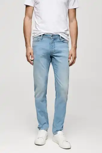 Wehkamp Mango Man slim fit jeans light blue denim aanbieding