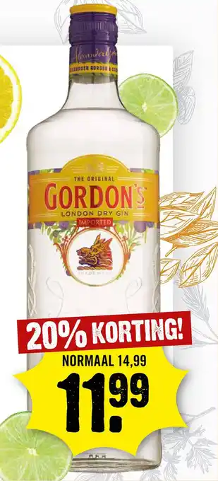 Dirck 3 Gordon's gin london dry aanbieding