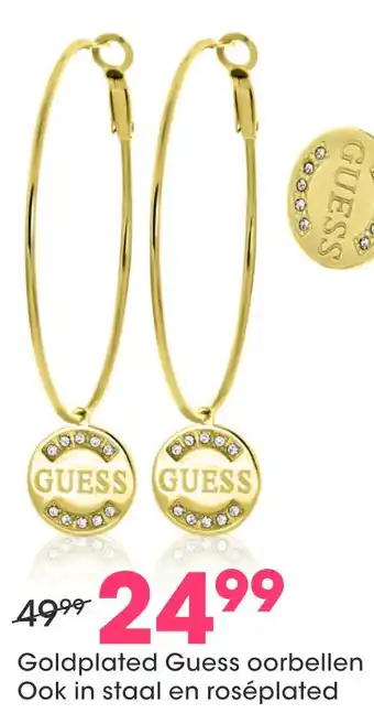 Lucardi Goldplated Guess oorbellen aanbieding