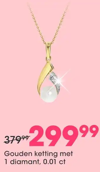 Lucardi Gouden ketting met 1 diamant aanbieding