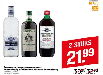 Coop Boomsma jomge graanjenever, Beerenburg of Weduwe Joustra Beerenburg aanbieding