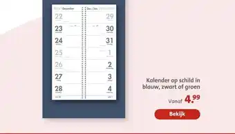 Bruna Kalender op schild aanbieding