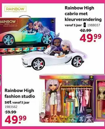 Intertoys Rainbow High Cabrio Met Kleurverandering Of Rainbow High Fashion Studio aanbieding