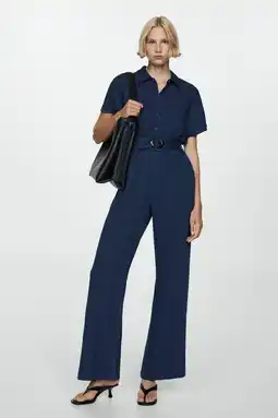 Wehkamp Mango gemêleerde jumpsuit dark blue denim aanbieding