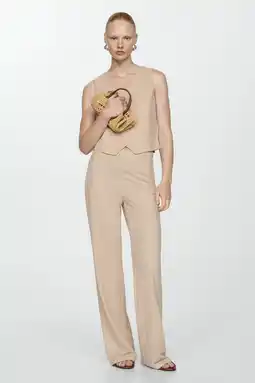 Wehkamp Mango wide leg pantalon beige aanbieding