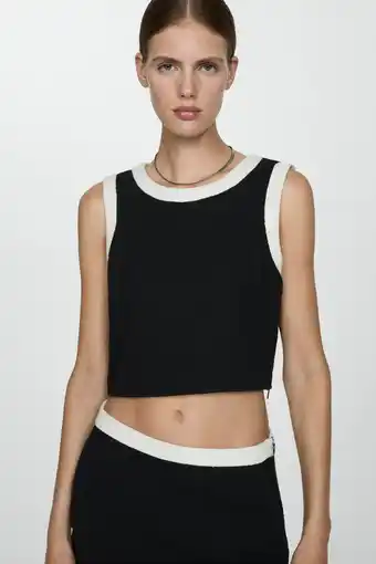 Wehkamp Mango top met contrastbies zwart/wit aanbieding