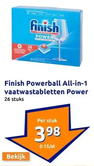 Action Finish Powerball All-in-1 vaatwastabletten Power aanbieding