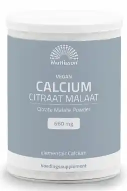 De Online Drogist Mattisson HealthStyle Calcium Citraat Malaat Poeder aanbieding