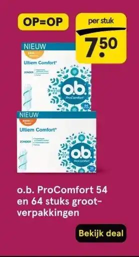 Etos o.b. ProComfort 54 en 64 stuks groot- verpakkingen aanbieding