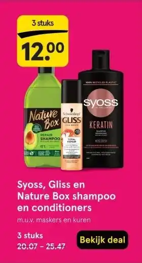 Etos Syoss, Gliss en Nature Box shampoo en conditioners aanbieding