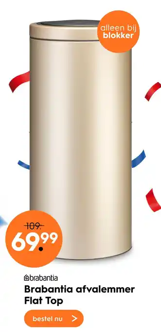 Blokker Brabantia afvalemmer flat top aanbieding