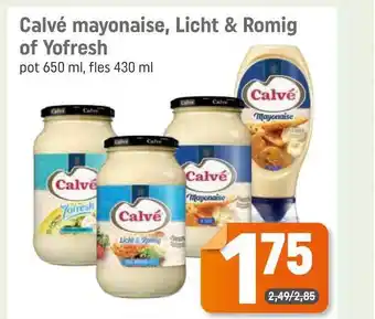 Dagwinkel Calvé mayonaise, licht & romig of yofresh aanbieding