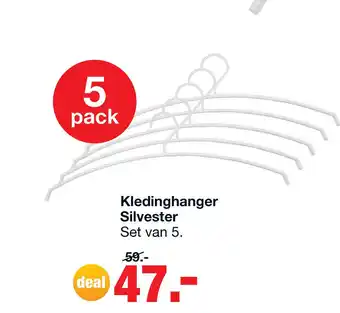 Budget Home Store Kledinghanger Silvester wit 5 stuks aanbieding