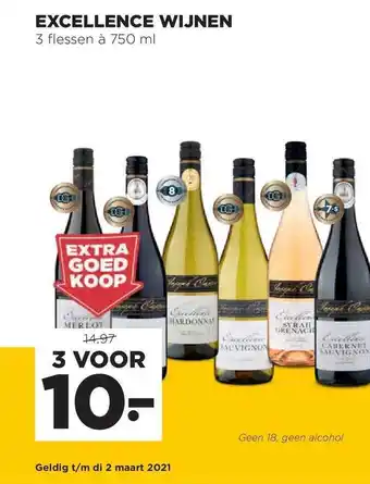 Jumbo Exellence wijnen 750ml aanbieding