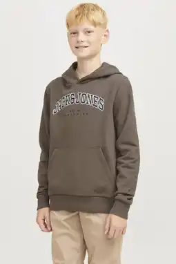 Wehkamp JACK & JONES JUNIOR hoodie JJECALEB VARSITY met logo donkergroen aanbieding