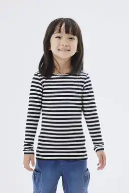 Wehkamp NAME IT MINI gestreepte longsleeve NMFSURAJA zwart/offwhite aanbieding