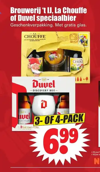 Dirk Brouwerij 't IJ, La Chouffe of Duvel Speciaalbier 3 of 4-pack aanbieding