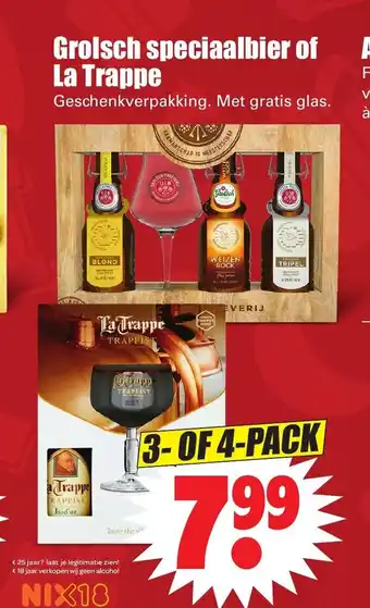 Dirk Grolsch Speciaalbier of La Trappe 3 of 4-pack aanbieding