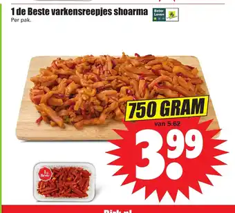 Dirk 1 De Beste Varkensreepjes Shoarma 750 gram aanbieding