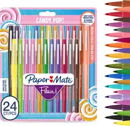 Amazon Paper Mate Flair-viltstiften | Medium punt (0,7 mm) | Diverse Candy POP-kleuren | 24 stuks aanbieding