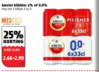 Poiesz Amstel blikbier 5% of 0.0% aanbieding