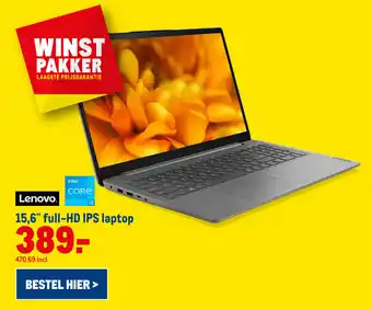 Makro Lenovo 15,6 full -HD IPS laptop aanbieding