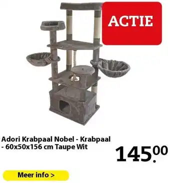 Boerenbond Adori Krabpaal Nobel - Krabpaal - 60x50x156 cm Taupe Wit aanbieding