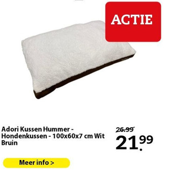 Pets Place Adori Kussen Hummer - Hondenkussen - 100x60x7 cm Wit Bruin aanbieding
