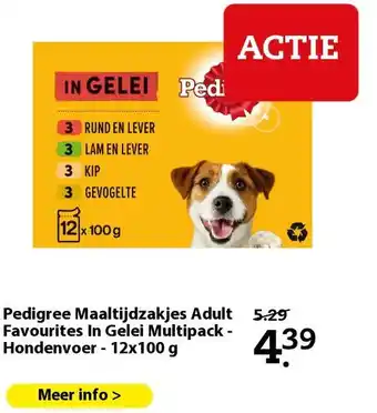 Pets Place Pedigree Maaltijdzakjes Adult Favourites In Gelei Multipack - Hondenvoer - 12x100 g aanbieding