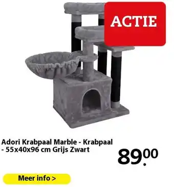 Boerenbond Adori Krabpaal Marble - Krabpaal - 55x40x96 cm Grijs Zwart aanbieding