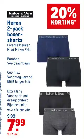 Makro Heren 2-pack boxer shorts aanbieding