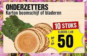 Dirck 3 Onderzetters karton boomschijf of bladeren aanbieding