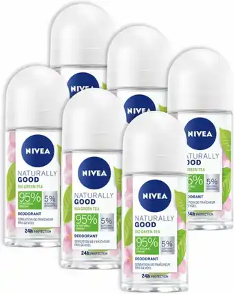 Bol.com NIVEA Naturally Good Bio Deodorant Roller - Green Tea - 6 x 50 ml - Voordeelverpakking aanbieding